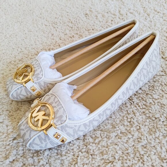 Michael Kors Fulton Studded Logo Moccasin size 7.5  color vanilla 49T8FUFR1B - Picture 11 of 15